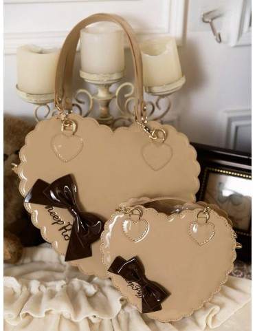 Sac 2-en-1 Milk Tea Sweet Lolita - Forme biscuit cœur avec nœud et fer
