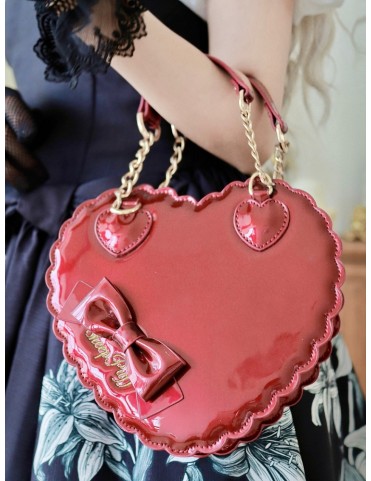 Sac cœur rouge poli multi-facettes pour Lolita - Design Cookie avec nœ
