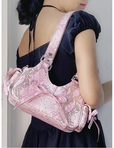 Sac Ita Quotidien Style Spicy Girl Rose à Deux Faces avec Nœud et Moti