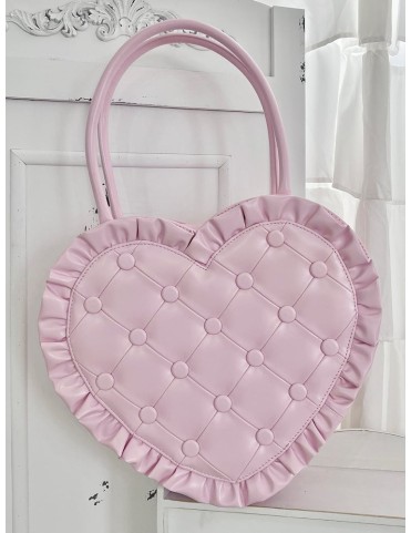 Sac cœur matelassé à volants – Style Lolita élégant