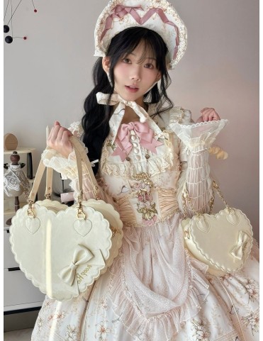 Sac bandoulière / à main en cuir PU jaune - Sac Lolita en forme de cœu