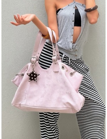 Sac cabas minimaliste rose chic - Grande capacité