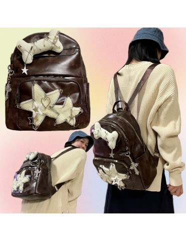 Sac à dos Wasteland Punk Y2K – Patchs et Pins Étoilés