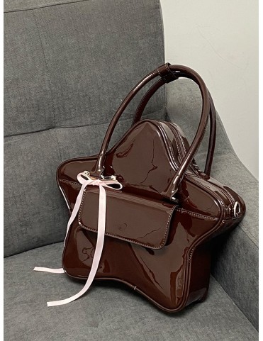 Sac à main étoile brillant noir avec nœud