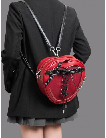 Sac à dos réversible en forme de pomme rouge avec ceinture et nœuds no