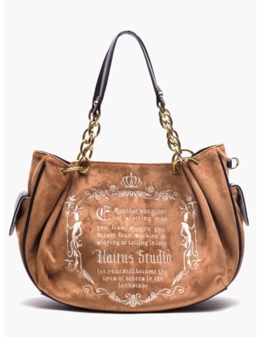 Sac cabas brodé vintage marron gothique à grande capacité