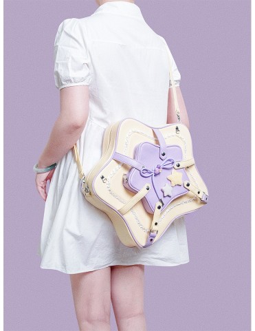 Sac Kawaii Réversible Jaune & Violet avec Étoiles
