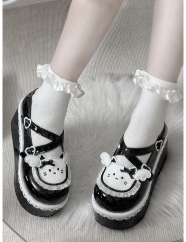 Chaussures Lolita plateforme à boucle cœur et bout rond