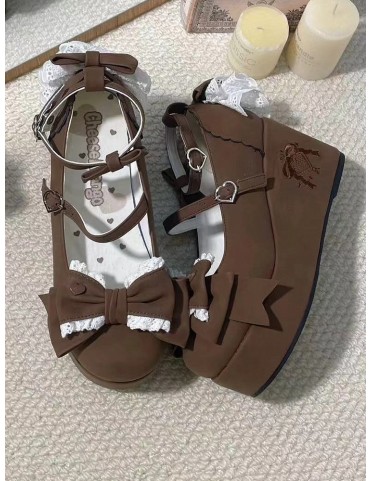 Chaussures Mary Jane Lolita à plateforme - Dentelle multicouche, nœuds