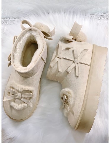 Bottines d'hiver Off-white Lolita - Motif Donut & Pompons Peluche